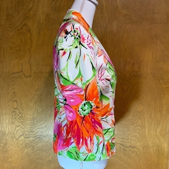 City Silk Abstract Floral Print Jacket EUC - Picture 3 of 5